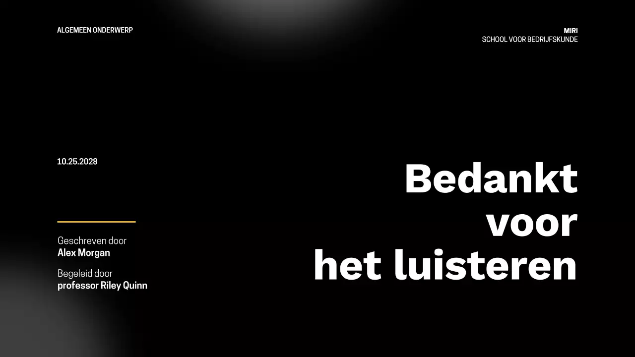 zwart modern scriptie presentatie