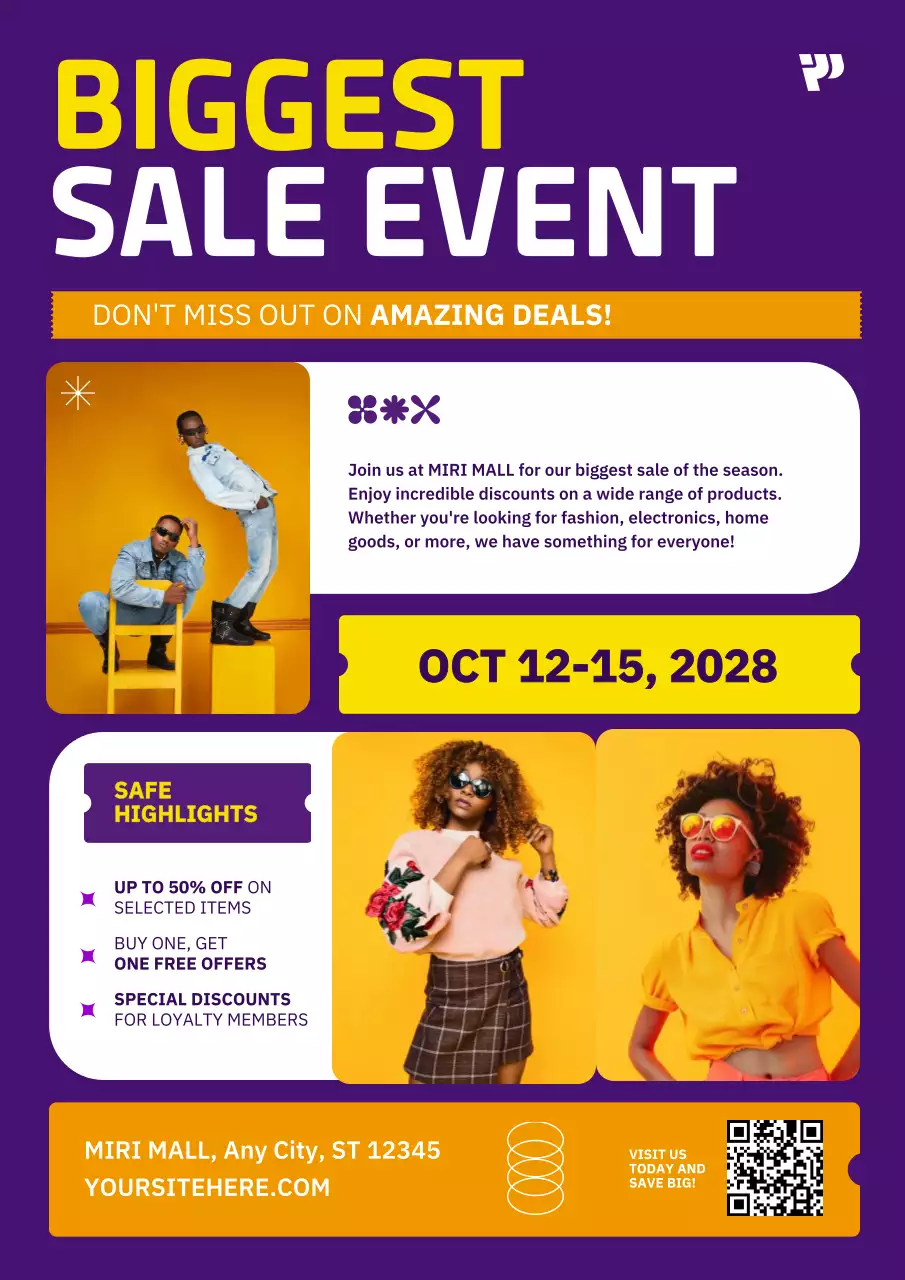 Purple Trendy Sale Promotion Poster