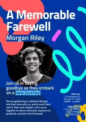 Blue Trendy Farewell Invitation Poster