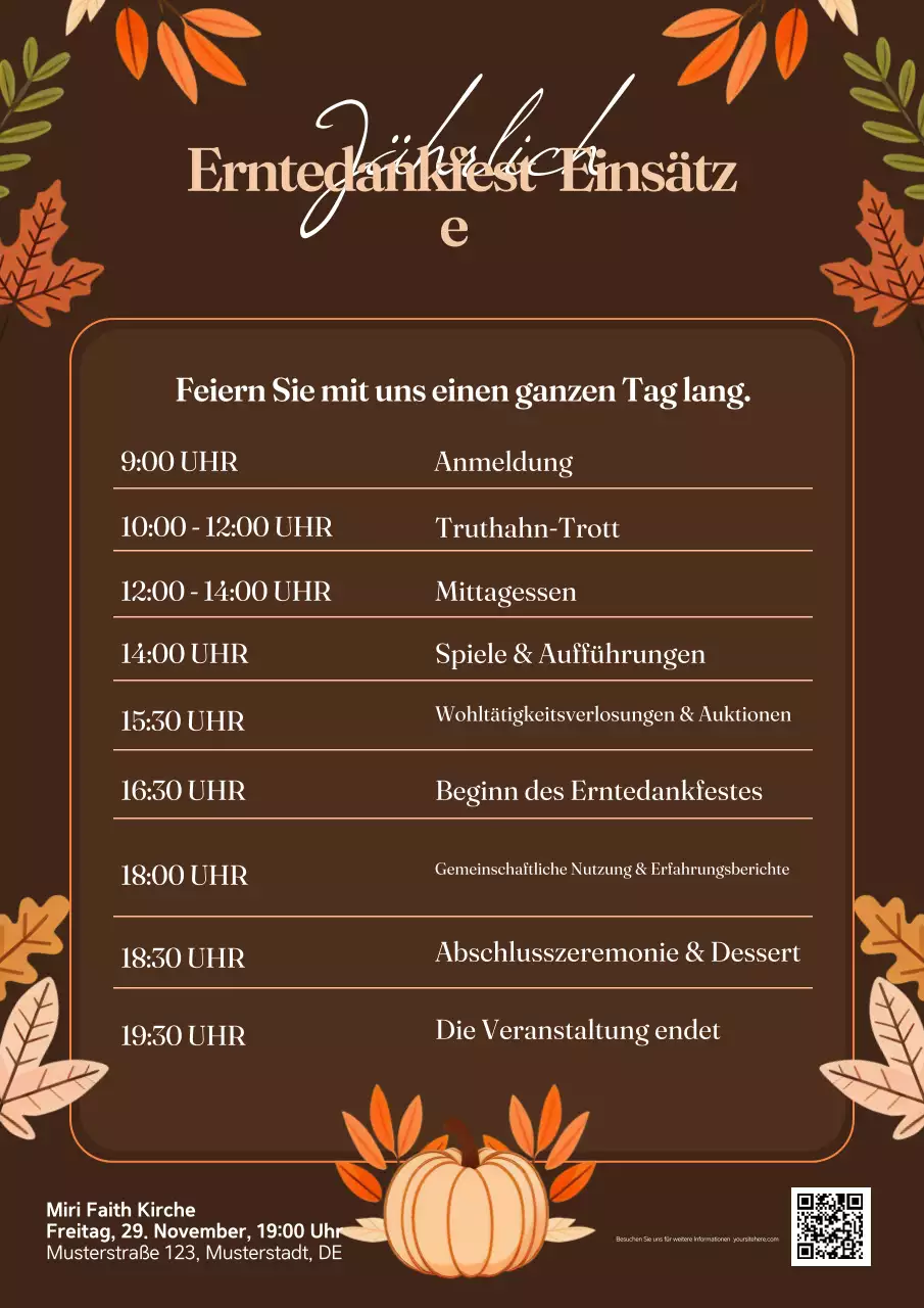 Braun Traditionelles Erntedankfest Veranstaltungsprogramm