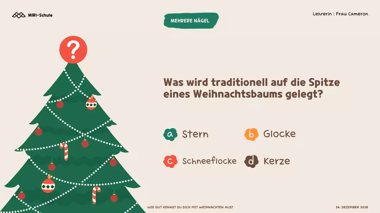 Illustratives Weihnachtsquiz für Kinder und SchülerInnen