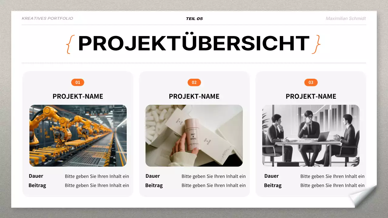orange modernes Portfolio Lebenslauf