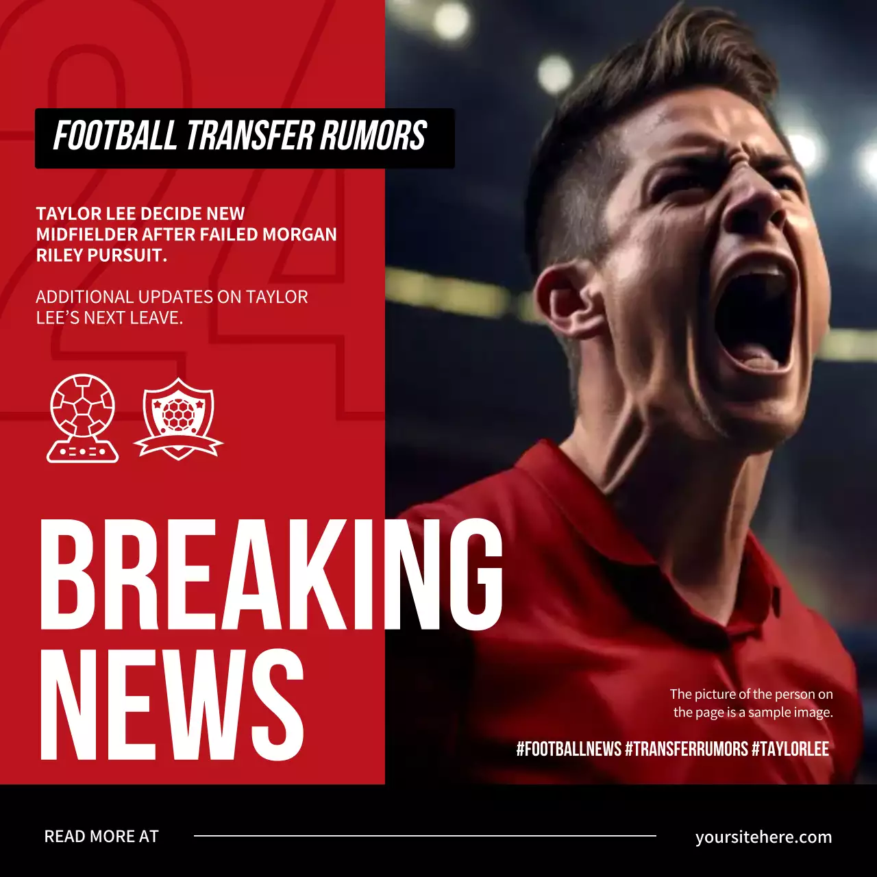 Red Bold Football News Announcement Social Media Post