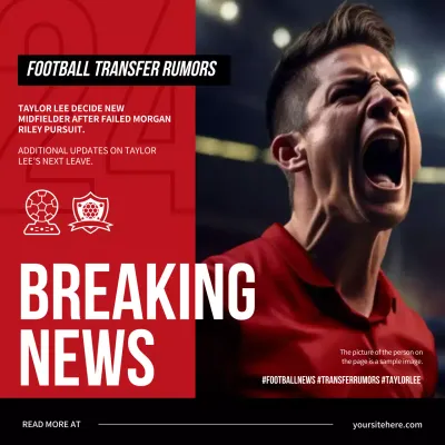 Red Bold Football News Announcement Social Media Post