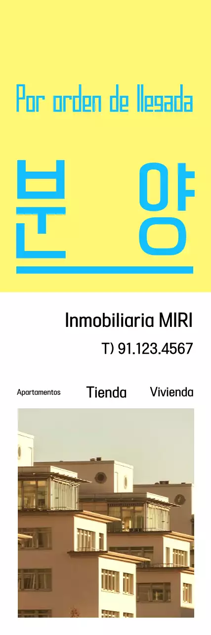Moderno anuncio inmobiliario en azul claro