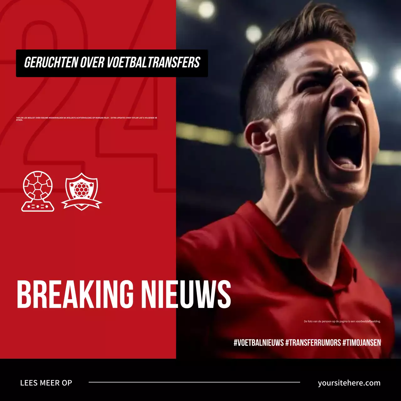 Rood Modern Voetbal Aankondiging