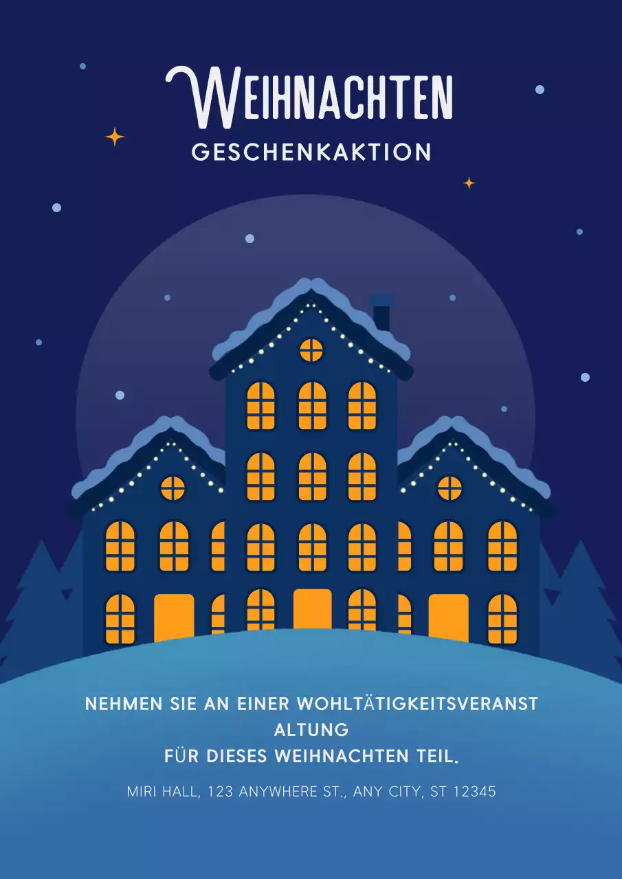 blaue moderne weihnachtswohltätigkeitsveranstaltung