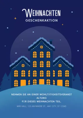 blaue moderne weihnachtswohltätigkeitsveranstaltung