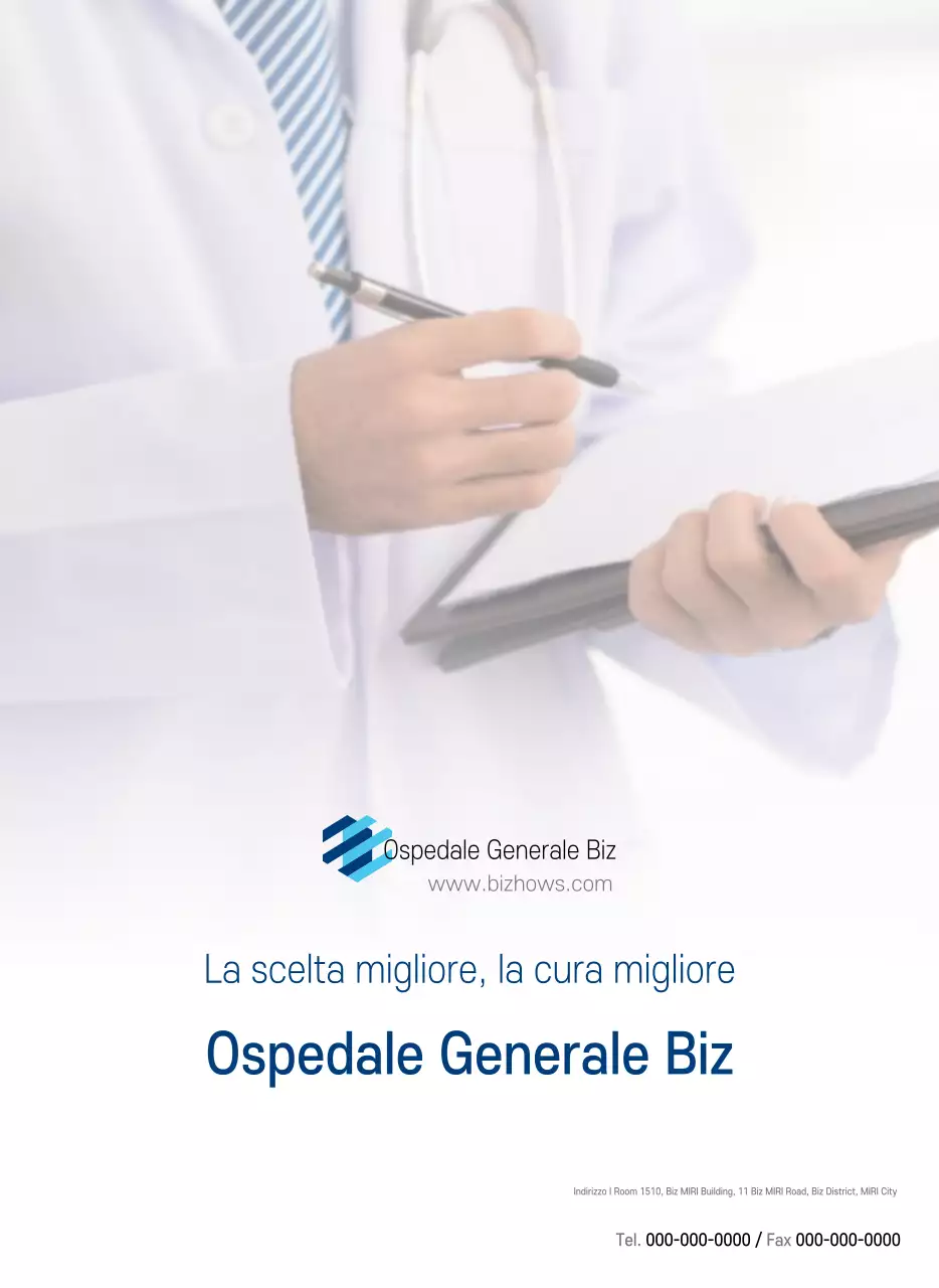 Calendario promozionale dell'ospedale semplice, bianco e blu