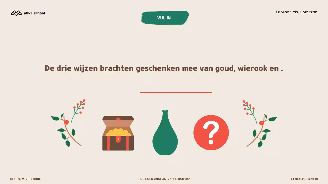 Illustratieve kerstquiz voor kinderen en scholieren