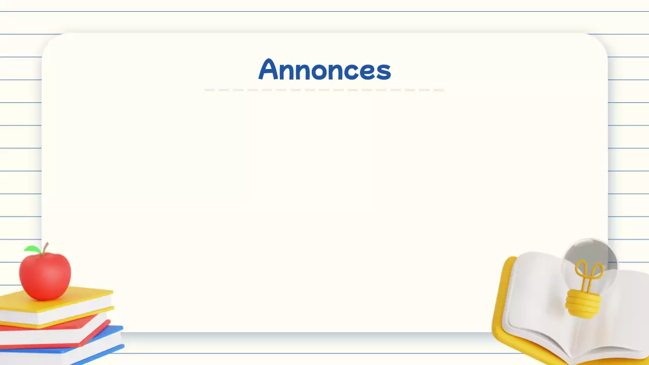 présentation simple beige 3d de l'agenda d'une classe d'éducation