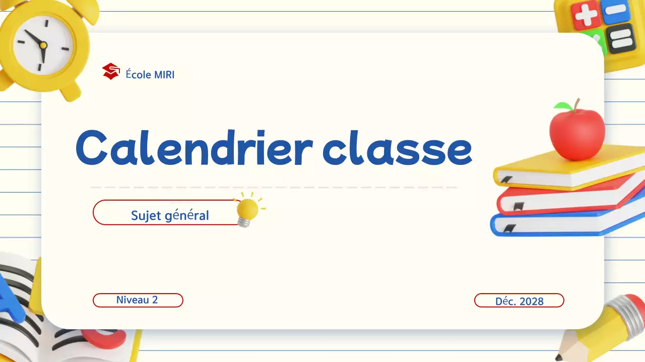 présentation simple beige 3d de l'agenda d'une classe d'éducation