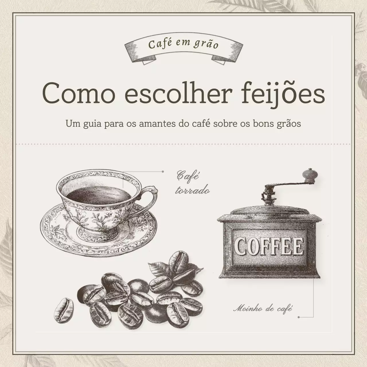 Promover um café vintage em bege e castanho