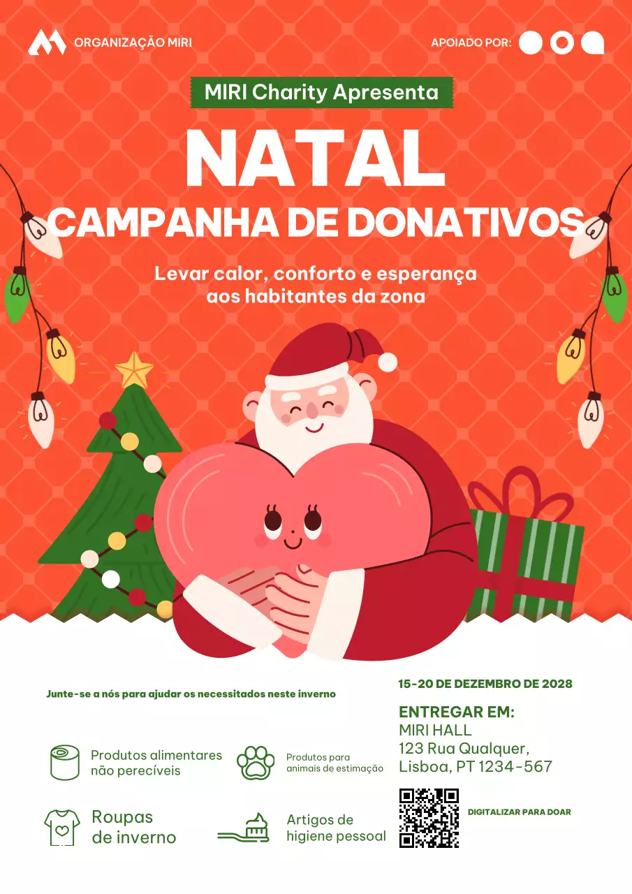 Cartaz do evento de donativos de Natal para instituições de caridade