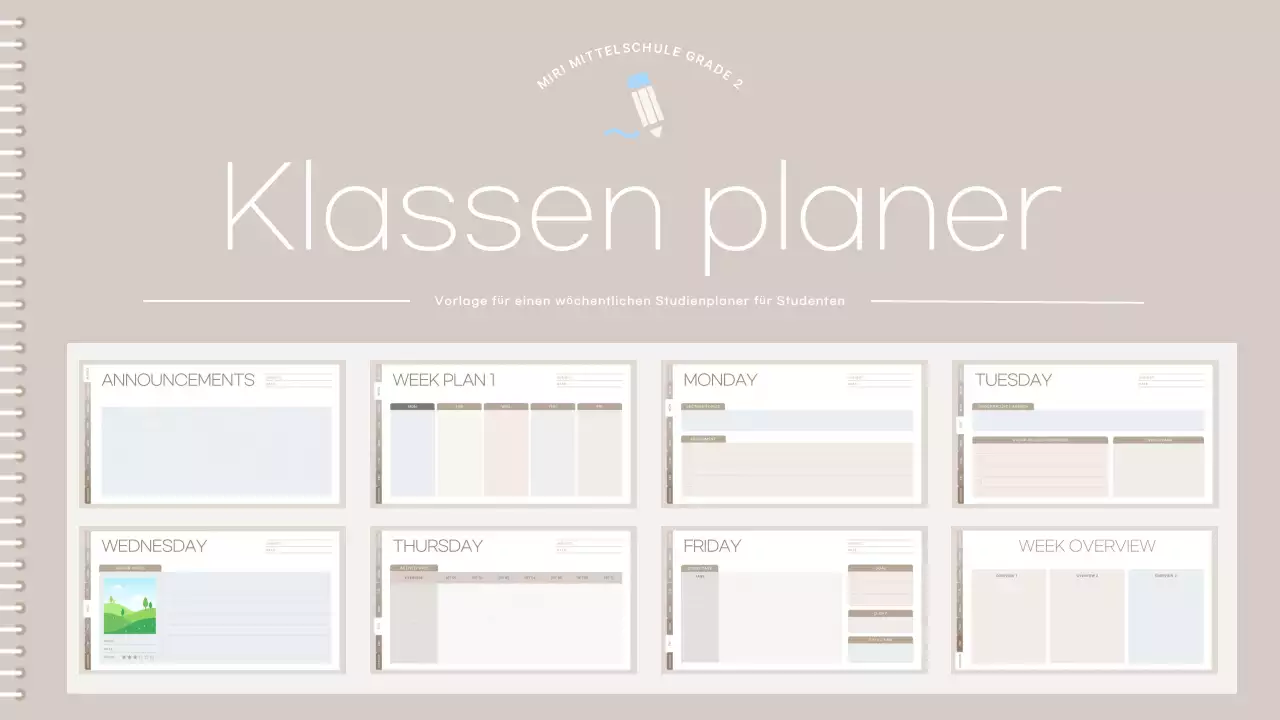 Beige Minimalist Klasse Planer Zeitplan