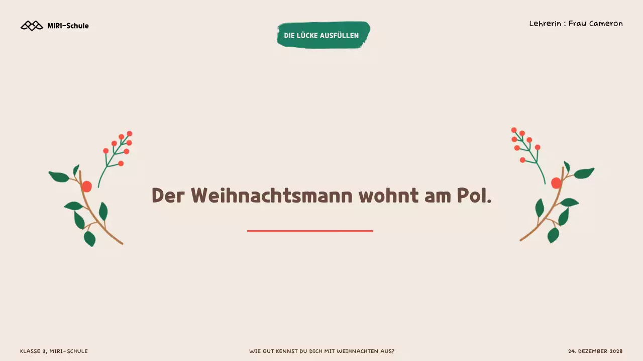 Illustratives Weihnachtsquiz für Kinder und SchülerInnen