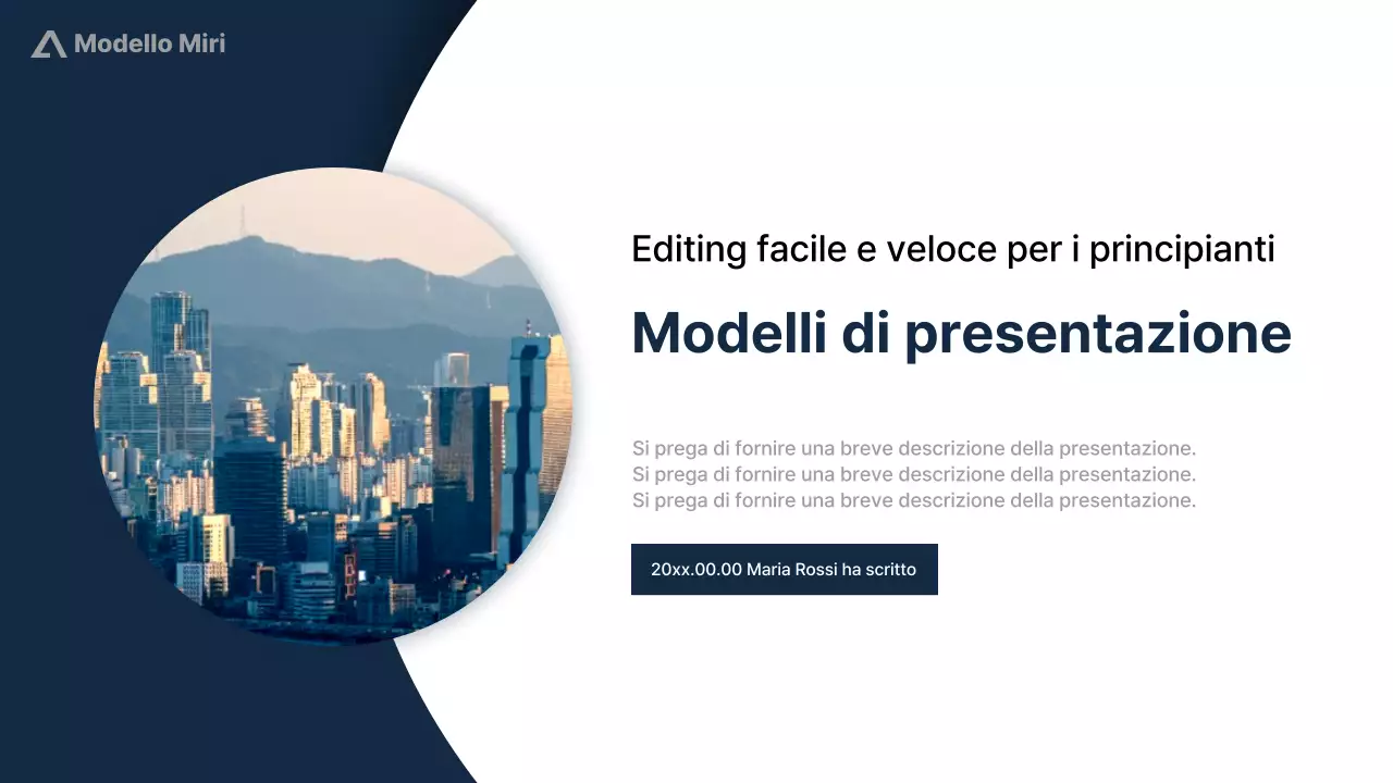 Descrizione della presentazione moderna blu navy