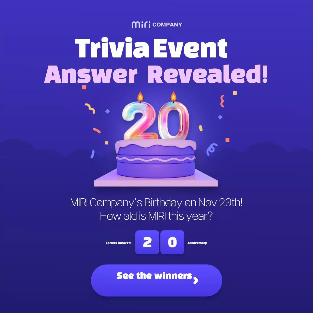 Pengumuman Trivia Modern Biru di Media Sosial