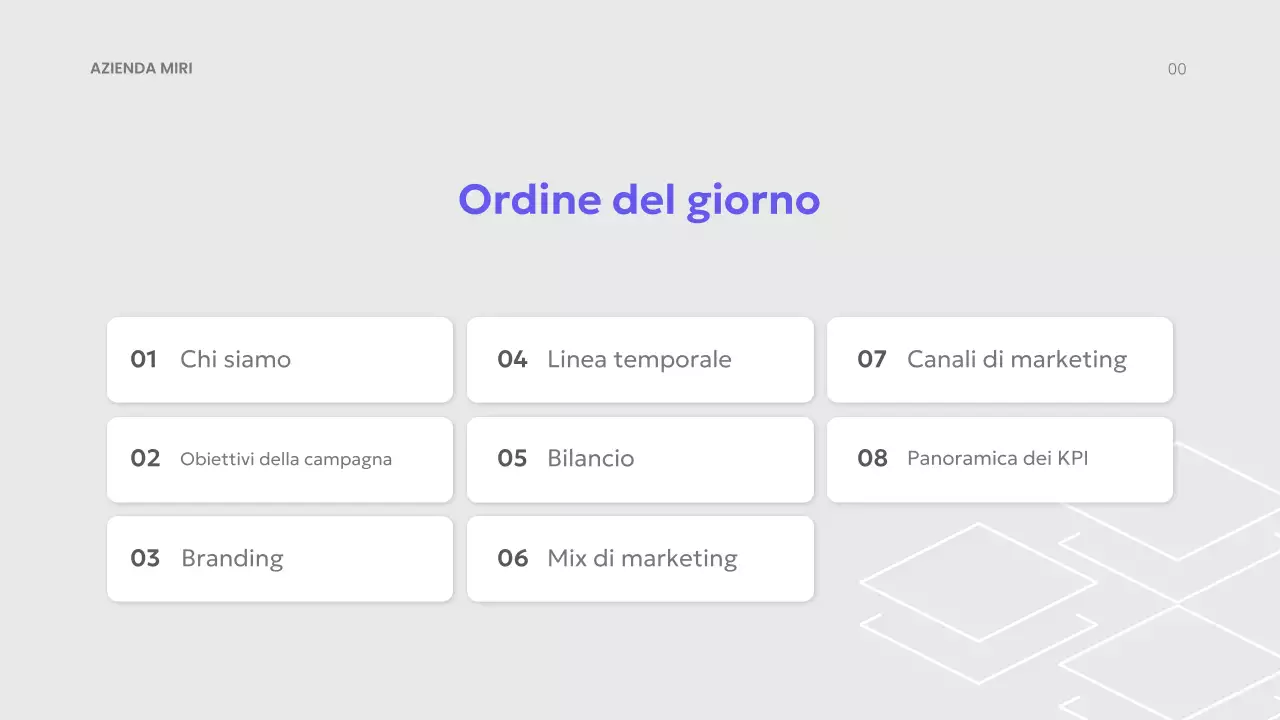 presentazione del piano di marketing moderno viola