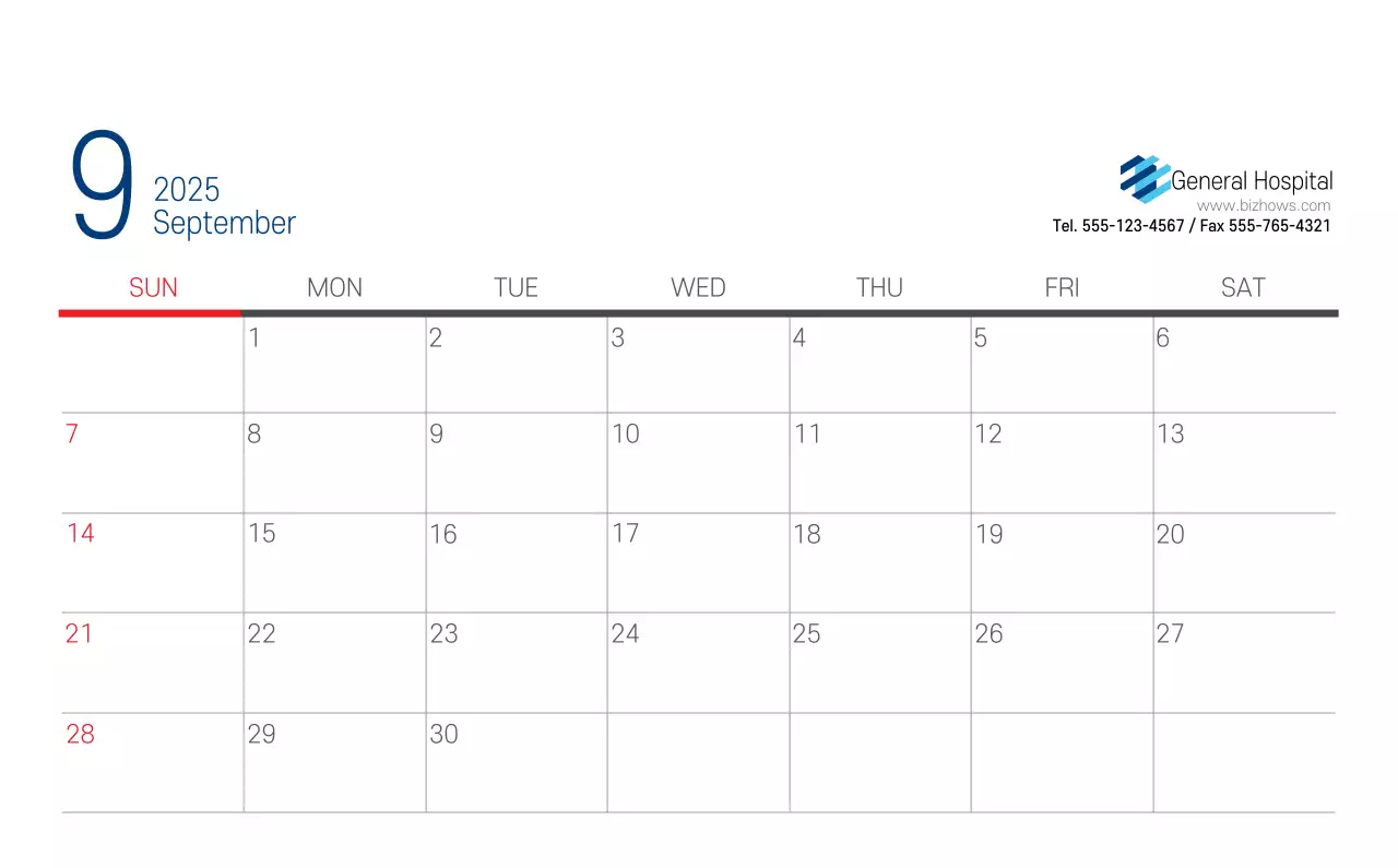 Kalender Promosi Rumah Sakit Sederhana Putih Angkatan Laut