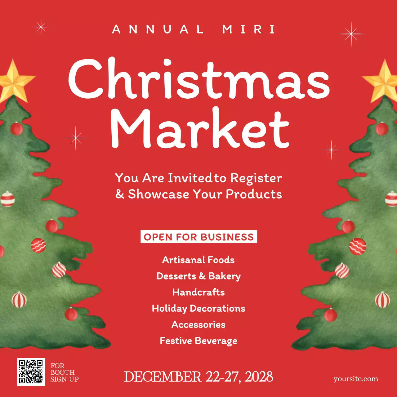 Red Traditional Christmas Invitation Social Media Post