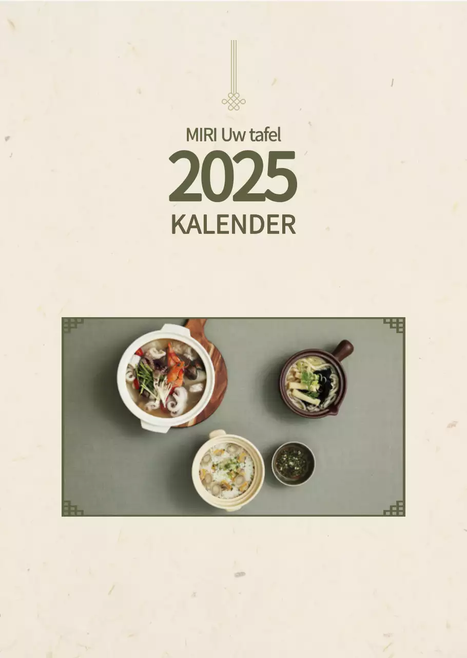 Traditioneel Koreaans restaurant concept kalender in beige