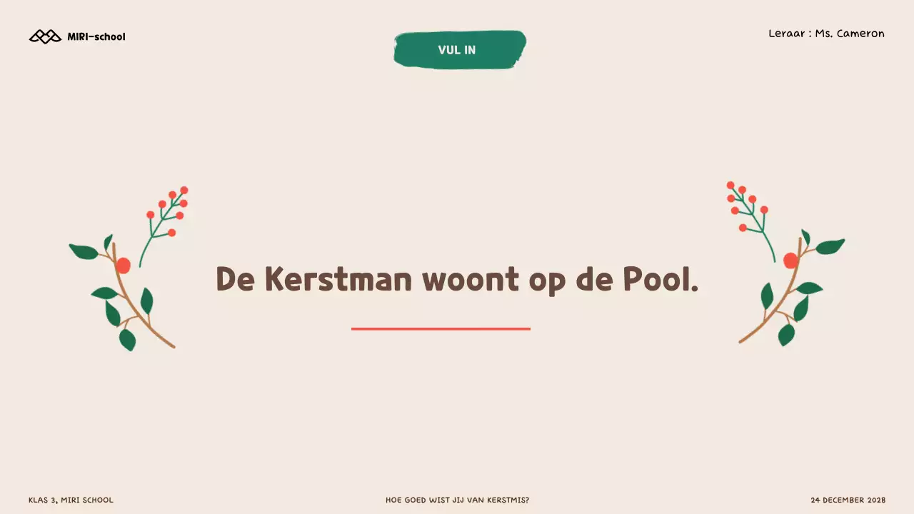 Illustratieve kerstquiz voor kinderen en scholieren