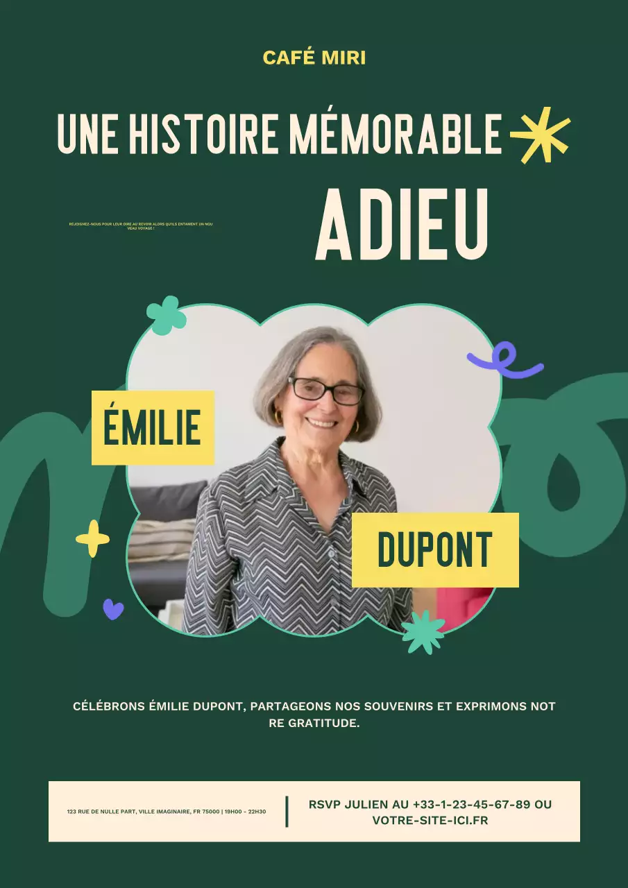 Invitation d'adieu moderne et verte Web Poster