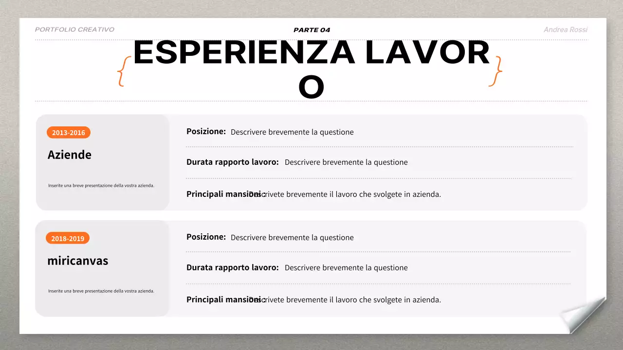 curriculum moderno arancione