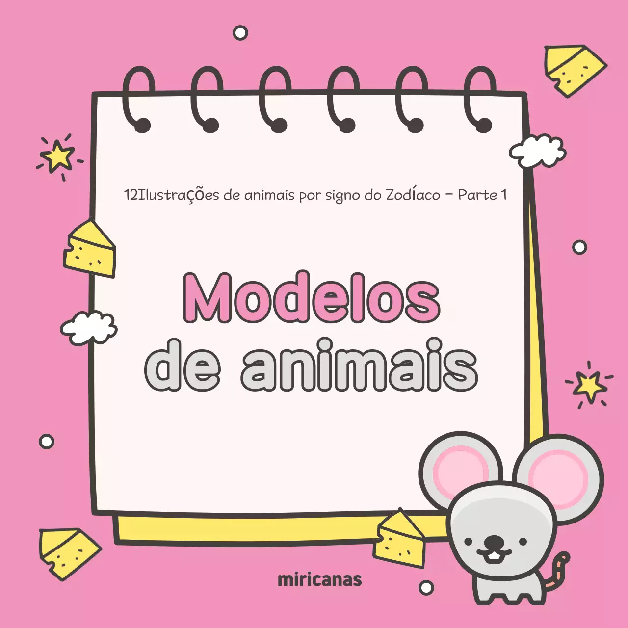 12 adoráveis capas de animais do zodíaco em rosa e amarelo