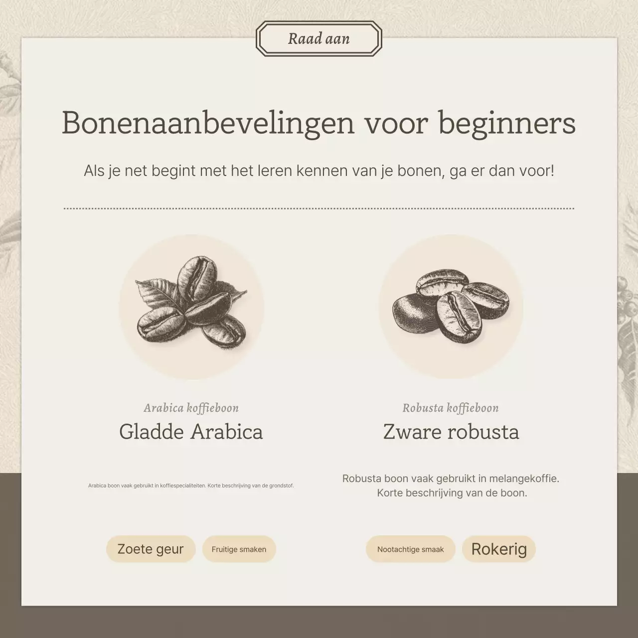 Een vintage café in beige en bruin promoten