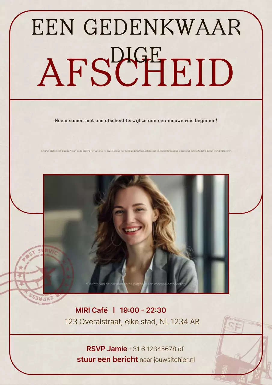 Eenvoudige beige gedenkwaardige uitnodiging voor afscheidsfeest