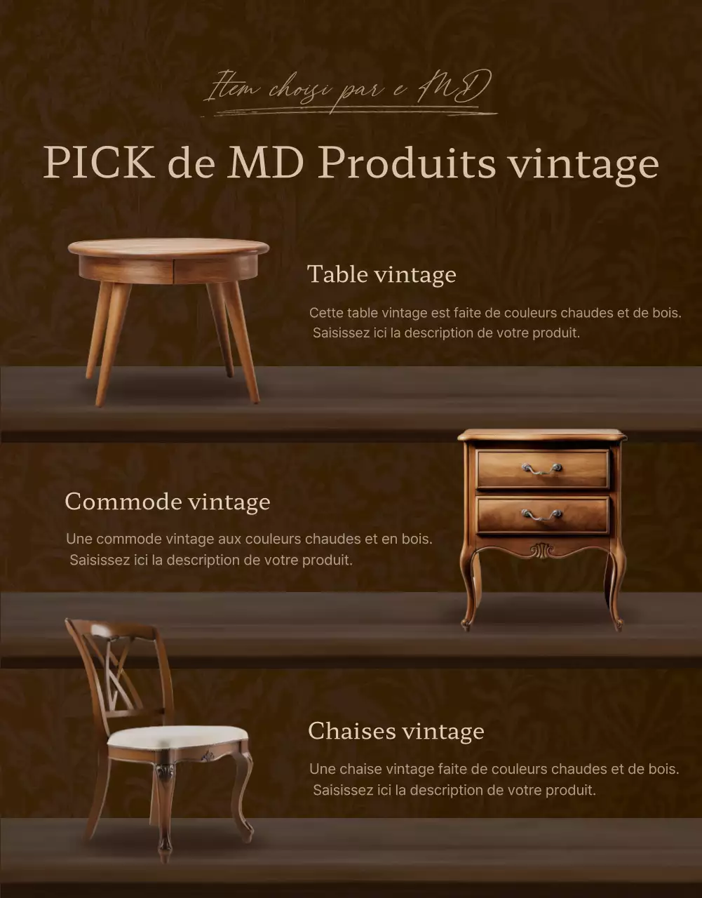 Promouvoir la vente d'articles de mode bruns et vintage