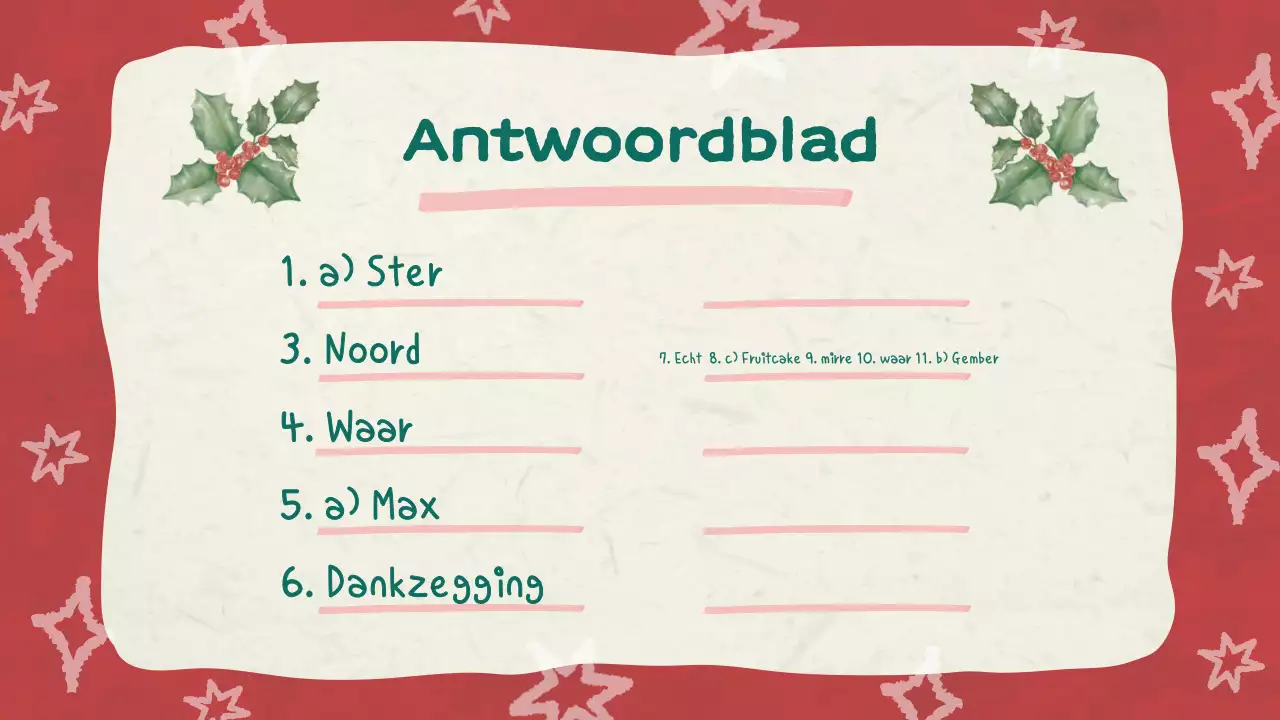 Rode illustratie kerst quiz diavoorstelling
