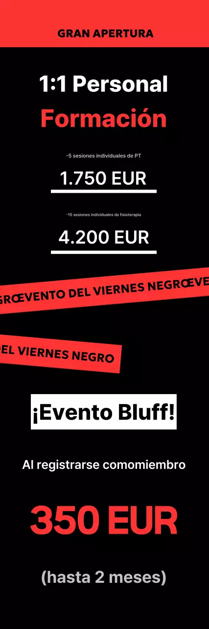 Anuncio negro de fitness con estilo