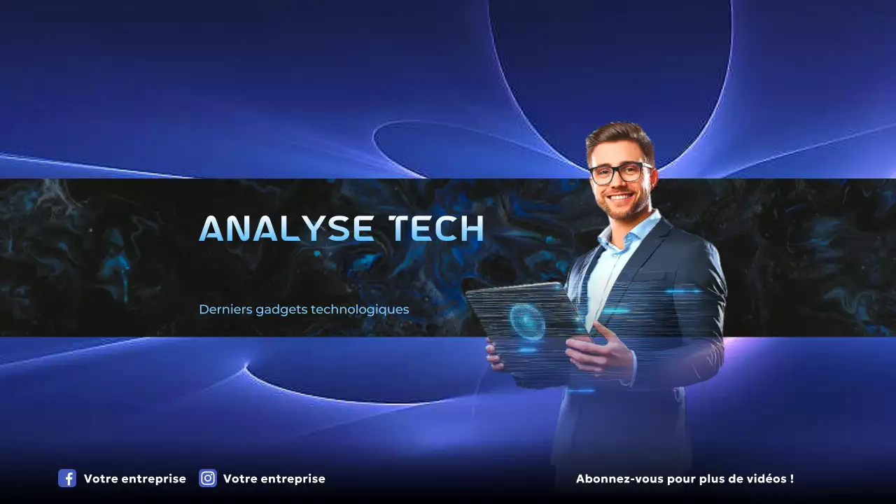 art de la chaîne youtube blue modern tech