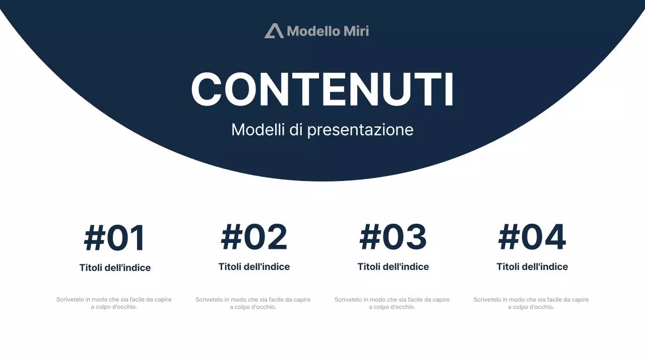 Descrizione della presentazione moderna blu navy