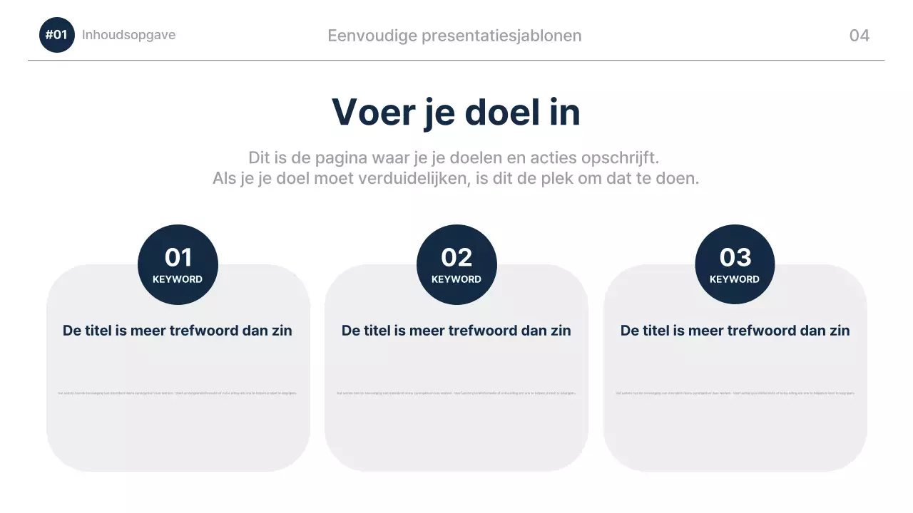 Navy Blauw Modern Presentatie Beschrijving