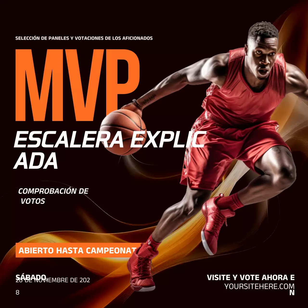 Black and Orange Basketball MVP Ladder Instagram Post