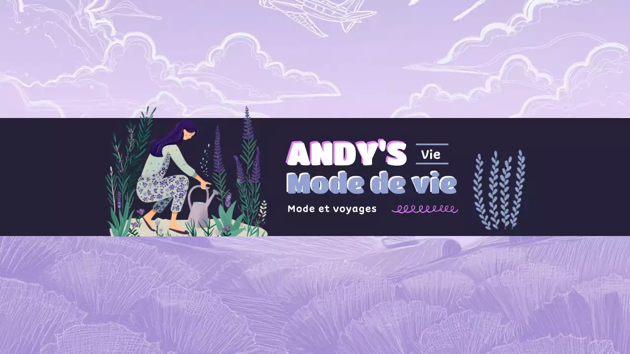 purple aesthetic lifestyle youtube channel art