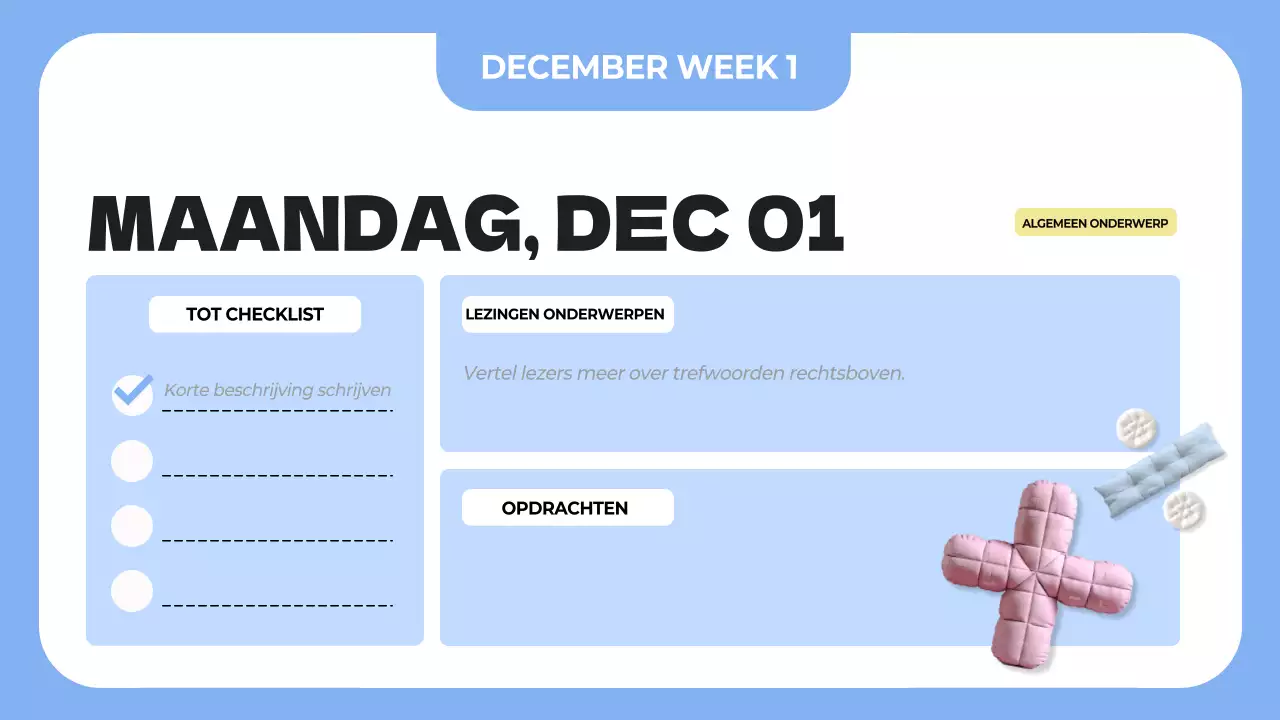 blauwe eenvoudige klassenagenda planner