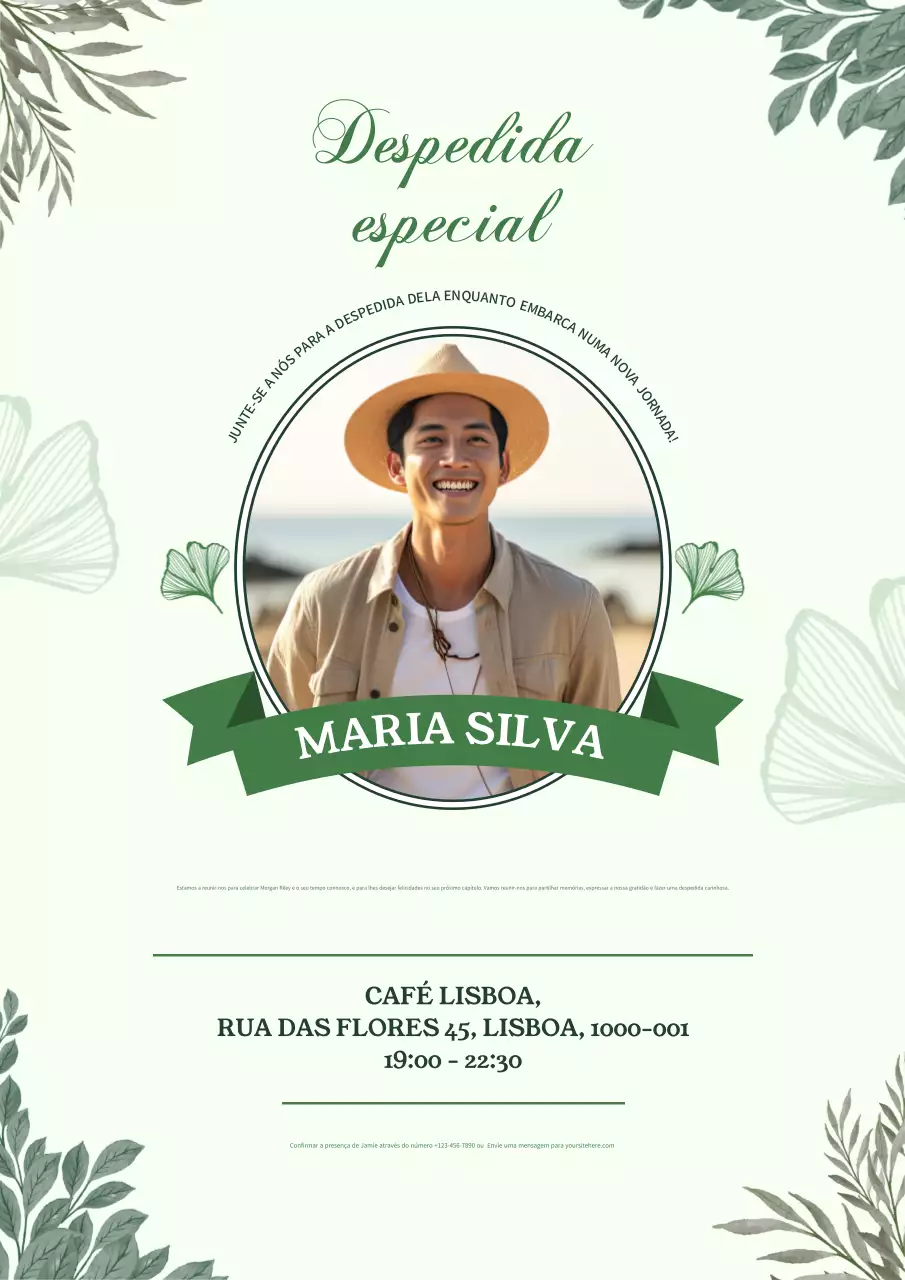 Cartaz de convite de despedida verde e elegante