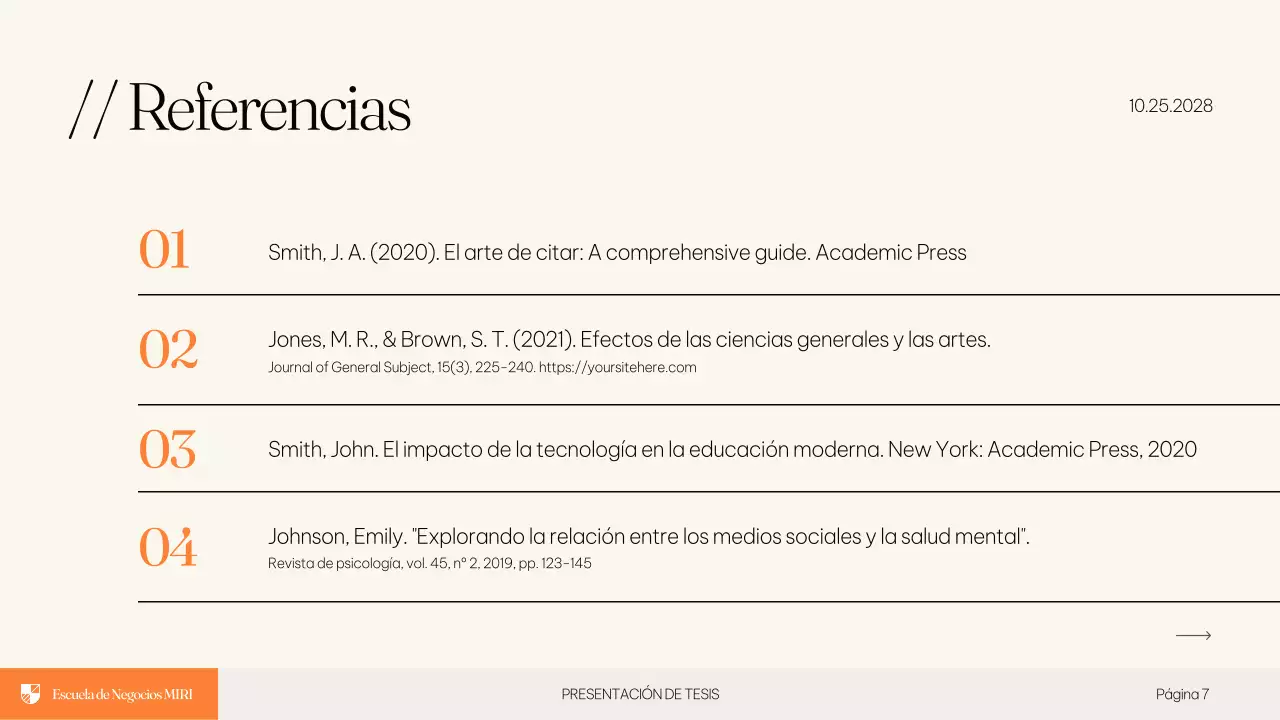 Presentación de la Tesis Educativa Moderna Beige