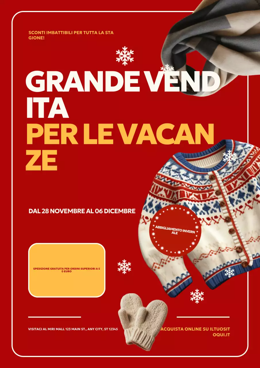 Poster web promozionale per le vacanze in grassetto rosso