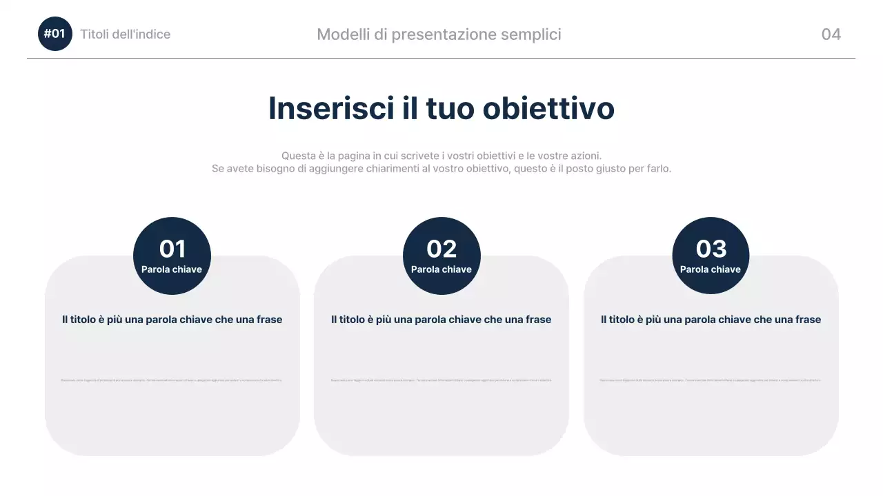Descrizione della presentazione moderna blu navy