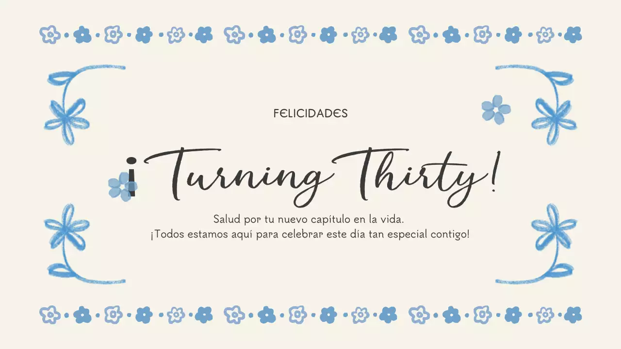 cumpleaños floral azul