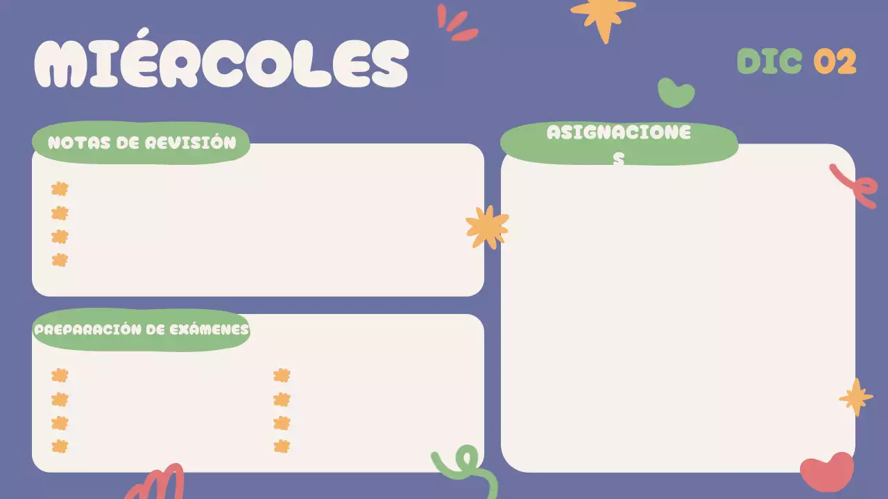 Azul Beige Verde Rojo Agenda lúdica de la clase