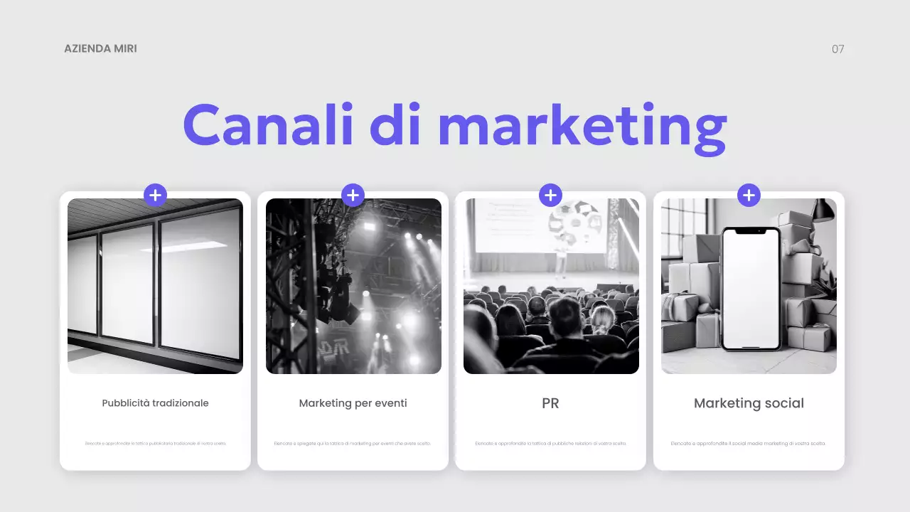 presentazione del piano di marketing moderno viola