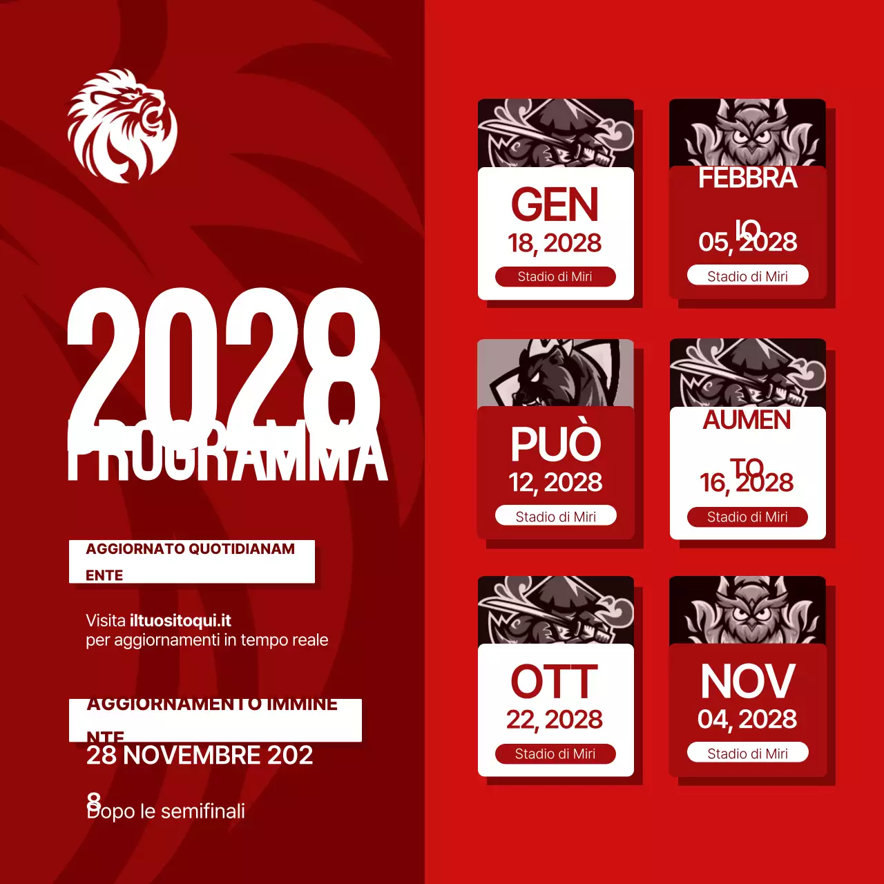 Calendario sportivo biancorosso Post su Instagram