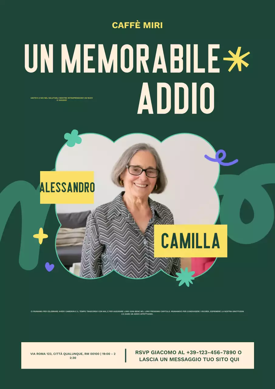 Poster web di invito all'addio moderno e verde